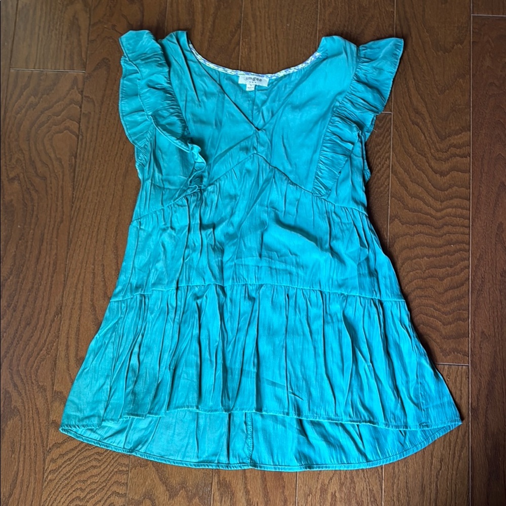 Umgee Teal Ruffle Blouse